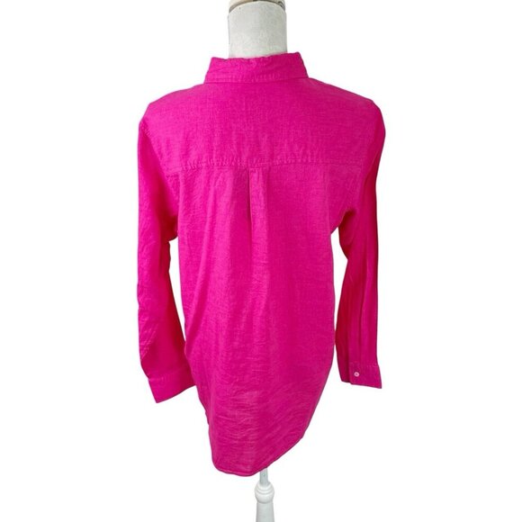 Gap Women's M Linen Blend Button Up Shirt Pink NWT 0151 - Picture 2 of 16